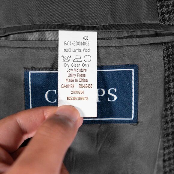 Chaps Ralph Lauren Mens Blazer Gray Check Lambswool Lined Jacket Sport Coat 40S - Picture 4 of 9